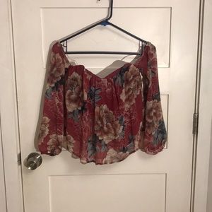 Strapless Sleeved Floral Top